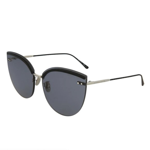 Bottega Veneta Women\'s Black Cat Eye Metal Sunglasses!